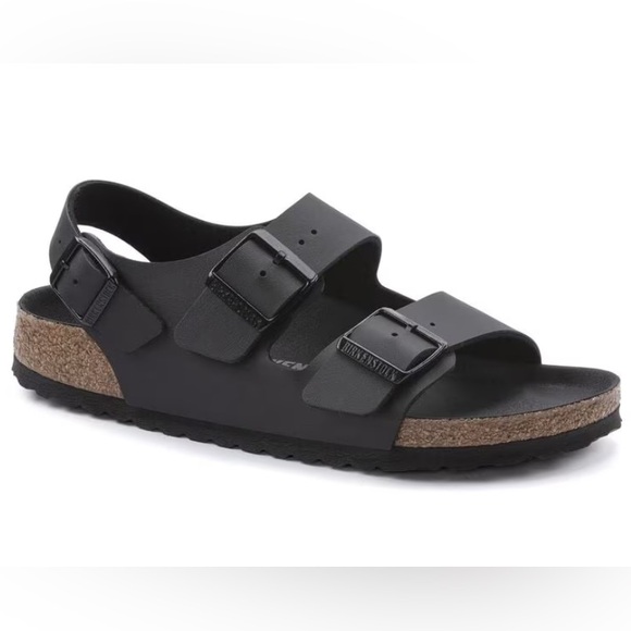 New In Box Birkenstock Milano Vegan Birko-Flor On Triples Black 8/39 Med/Narrow - Picture 4 of 16